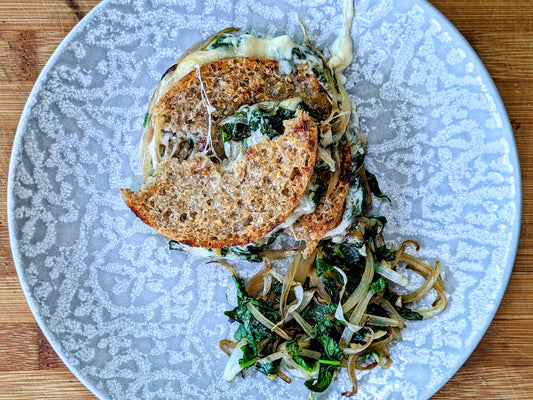 Tangy Spinach and Carmelized Onion Grilled Cheese Recipe