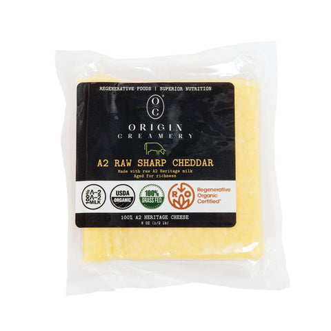 Origin 8oz Regenerative Cheese - A2 Raw Sharp Cheddar
